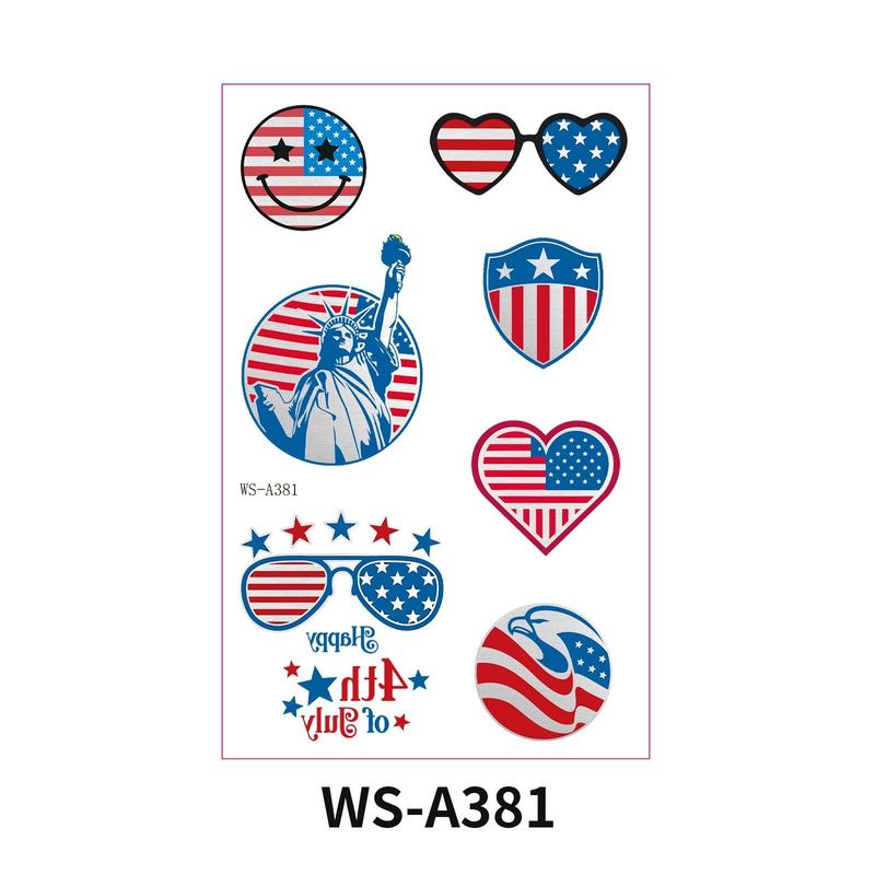 New Hot Silver American Independence Day Tattoo Sticker Waterproof National Day Party Holiday Party Event Decorative Face Sticker  Fashion