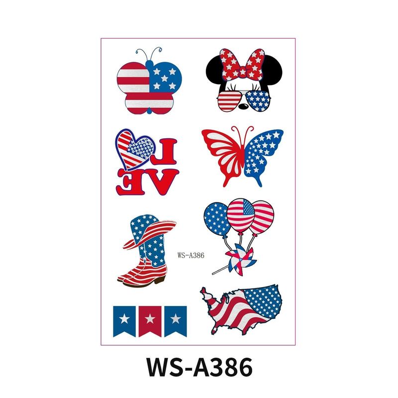 New Hot Silver American Independence Day Tattoo Sticker Waterproof National Day Party Holiday Party Event Decorative Face Sticker  Fashion