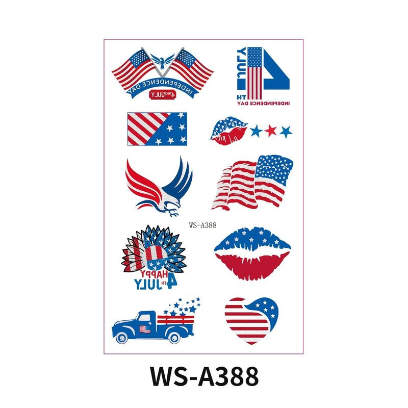New Hot Silver American Independence Day Tattoo Sticker Waterproof National Day Party Holiday Party Event Decorative Face Sticker  Fashion