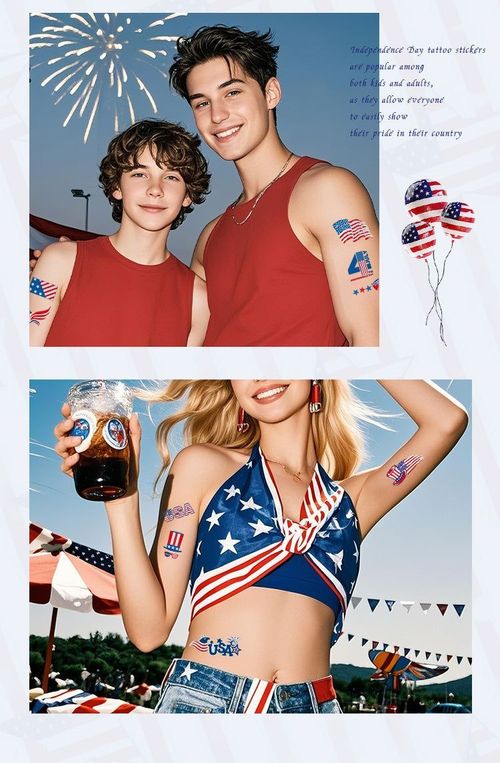 New Hot Silver American Independence Day Tattoo Sticker Waterproof National Day Party Holiday Party Event Decorative Face Sticker  Fashion