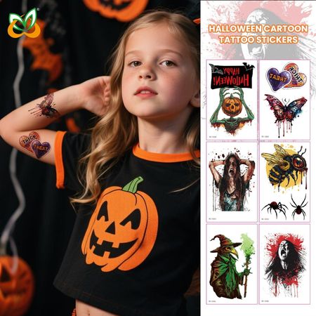 New In Stock Halloween Tattoo Stickers Children Funny Cartoon Activities Disposable Holiday Tattoo Stickers