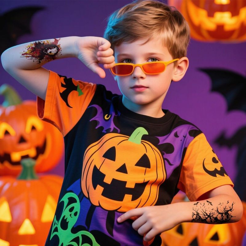 New In Stock Halloween Tattoo Stickers Children Funny Cartoon Activities Disposable Holiday Tattoo Stickers