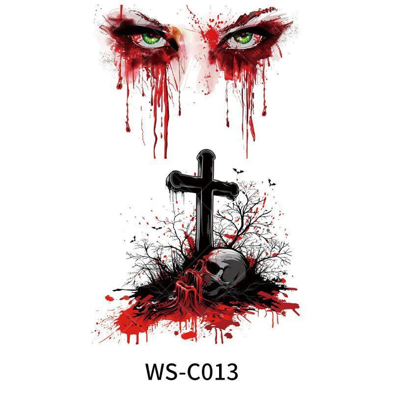 New In Stock Halloween Tattoo Stickers Children Funny Cartoon Activities Disposable Holiday Tattoo Stickers