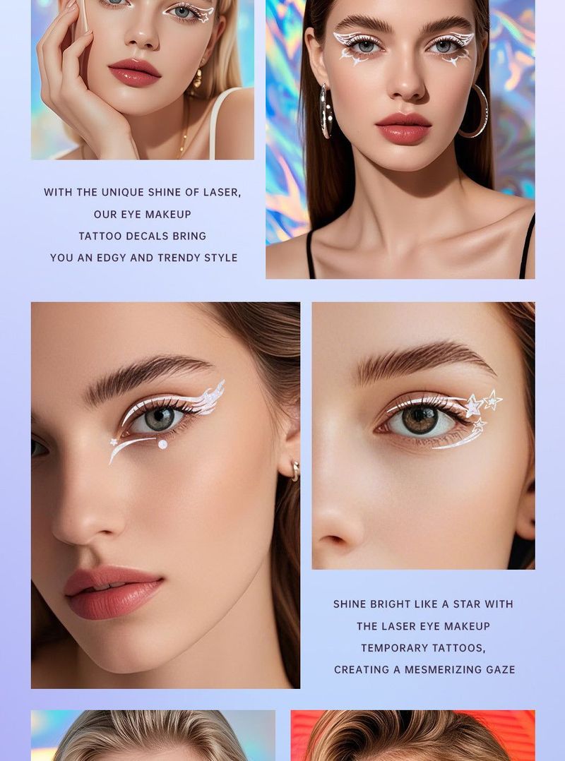 New Laser Makeup Eye Sticker For Makeup Beginners Hand Disabled Party Eye With Tattoo Sticker Disposable Sticker