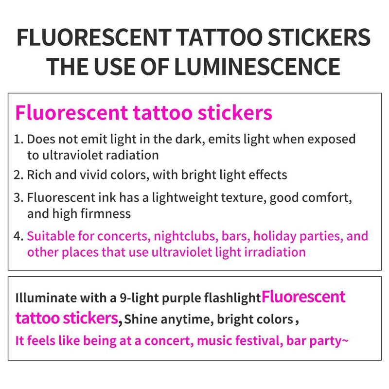 New Butterfly Fluorescent Tattoo Sticker Music Festival Bar Collarbone Flower Arm Waterproof Party Temporary Tattoo Sticker Night light