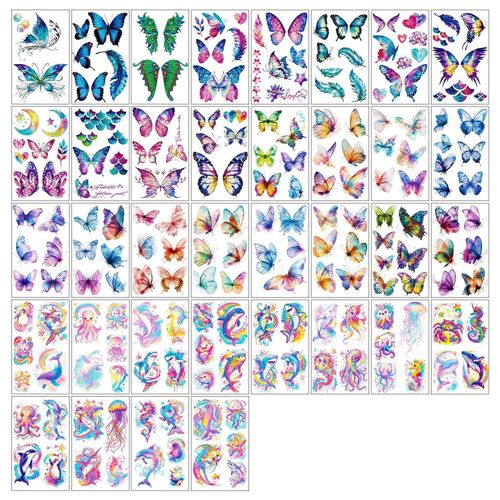 New Butterfly Fluorescent Tattoo Sticker Music Festival Bar Collarbone Flower Arm Waterproof Party Temporary Tattoo Sticker Night light