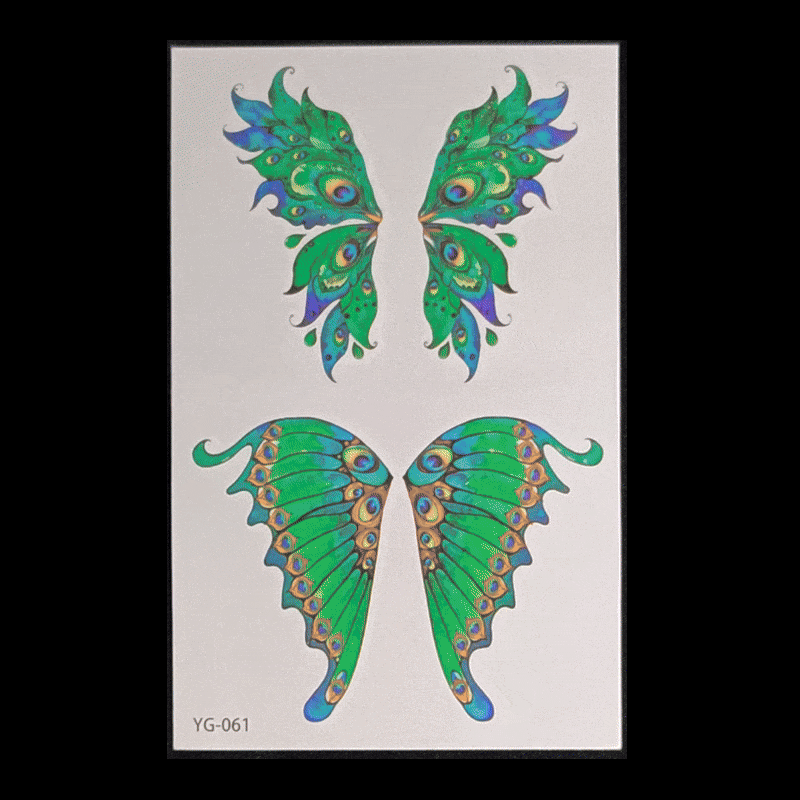 New Butterfly Fluorescent Tattoo Sticker Music Festival Bar Collarbone Flower Arm Waterproof Party Temporary Tattoo Sticker Night light