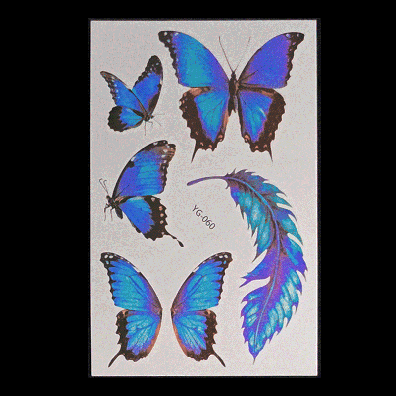 New Butterfly Fluorescent Tattoo Sticker Music Festival Bar Collarbone Flower Arm Waterproof Party Temporary Tattoo Sticker Night light