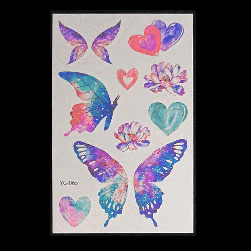 New Butterfly Fluorescent Tattoo Sticker Music Festival Bar Collarbone Flower Arm Waterproof Party Temporary Tattoo Sticker Night light