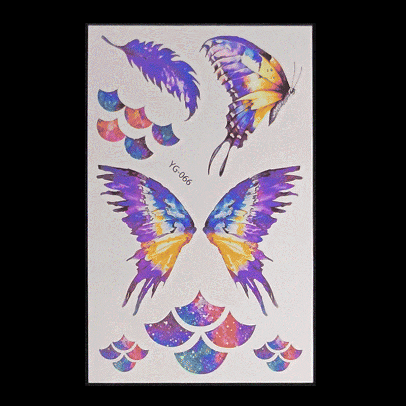New Butterfly Fluorescent Tattoo Sticker Music Festival Bar Collarbone Flower Arm Waterproof Party Temporary Tattoo Sticker Night light