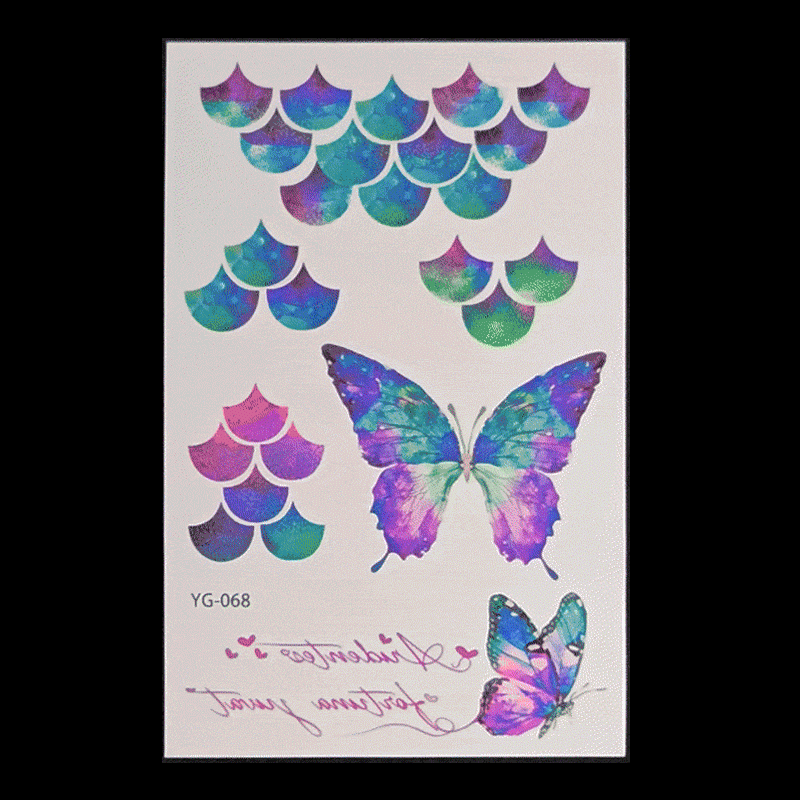 New Butterfly Fluorescent Tattoo Sticker Music Festival Bar Collarbone Flower Arm Waterproof Party Temporary Tattoo Sticker Night light