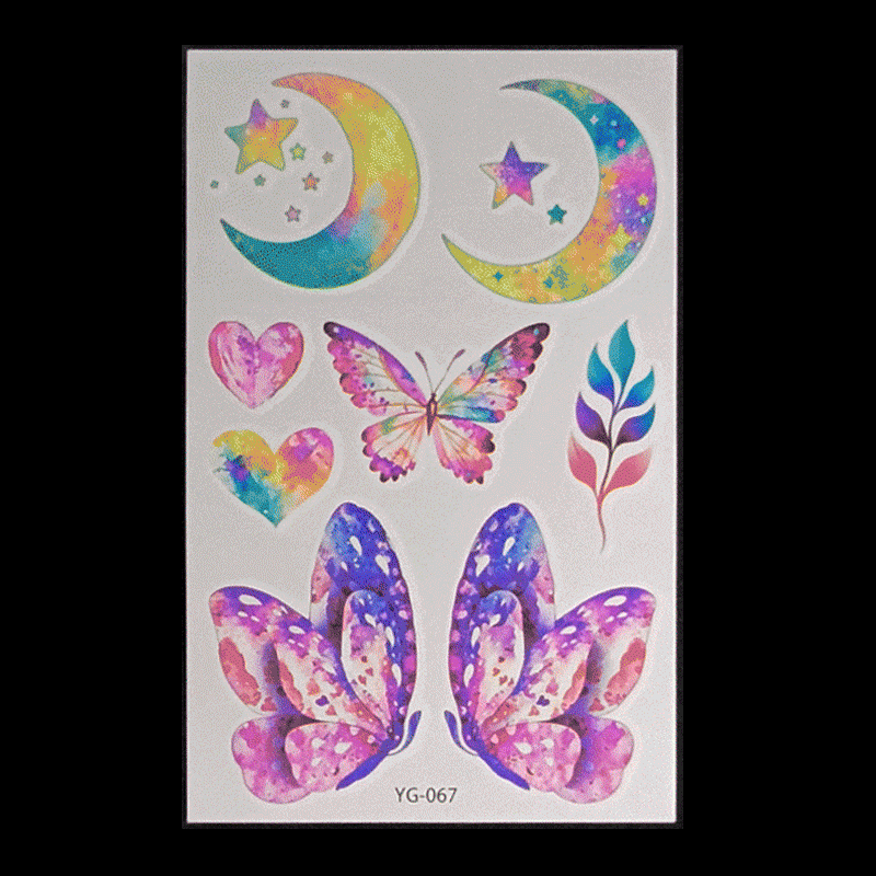 New Butterfly Fluorescent Tattoo Sticker Music Festival Bar Collarbone Flower Arm Waterproof Party Temporary Tattoo Sticker Night light