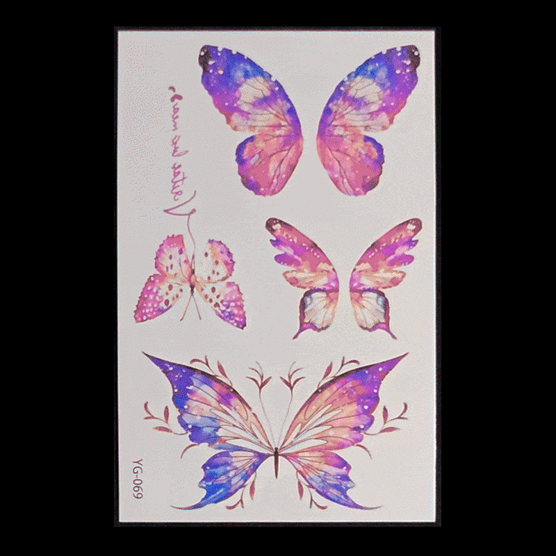 New Butterfly Fluorescent Tattoo Sticker Music Festival Bar Collarbone Flower Arm Waterproof Party Temporary Tattoo Sticker Night light