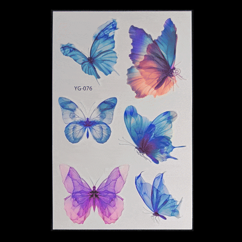 New Butterfly Fluorescent Tattoo Sticker Music Festival Bar Collarbone Flower Arm Waterproof Party Temporary Tattoo Sticker Night light