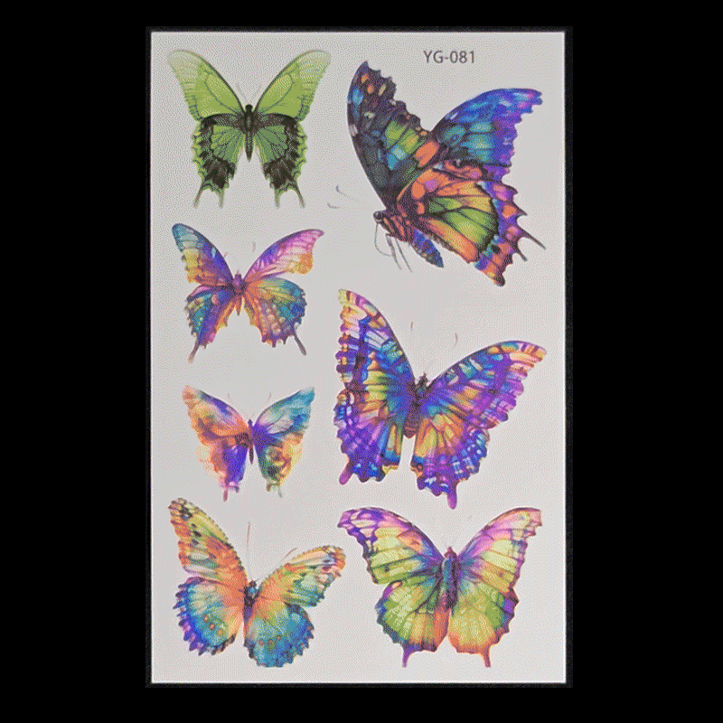 New Butterfly Fluorescent Tattoo Sticker Music Festival Bar Collarbone Flower Arm Waterproof Party Temporary Tattoo Sticker Night light
