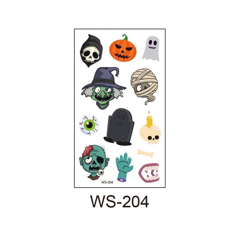 Children's Cartoon Halloween Tattoo Sticker Waterproof Funny Pumpkin Party Temporary Waterproof Tattoo Sticker