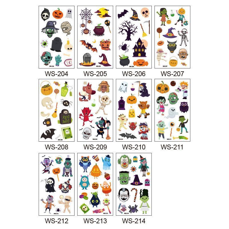 Children's Cartoon Halloween Tattoo Sticker Waterproof Funny Pumpkin Party Temporary Waterproof Tattoo Sticker