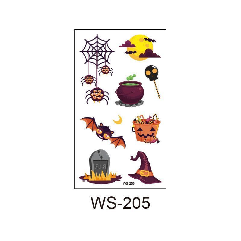 Children's Cartoon Halloween Tattoo Sticker Waterproof Funny Pumpkin Party Temporary Waterproof Tattoo Sticker