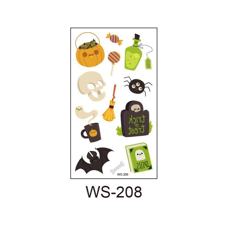 Children's Cartoon Halloween Tattoo Sticker Waterproof Funny Pumpkin Party Temporary Waterproof Tattoo Sticker