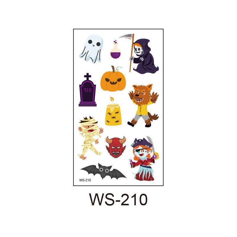 Children's Cartoon Halloween Tattoo Sticker Waterproof Funny Pumpkin Party Temporary Waterproof Tattoo Sticker