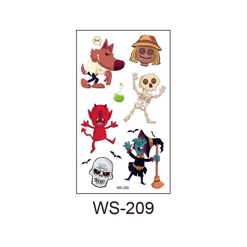 Children's Cartoon Halloween Tattoo Sticker Waterproof Funny Pumpkin Party Temporary Waterproof Tattoo Sticker
