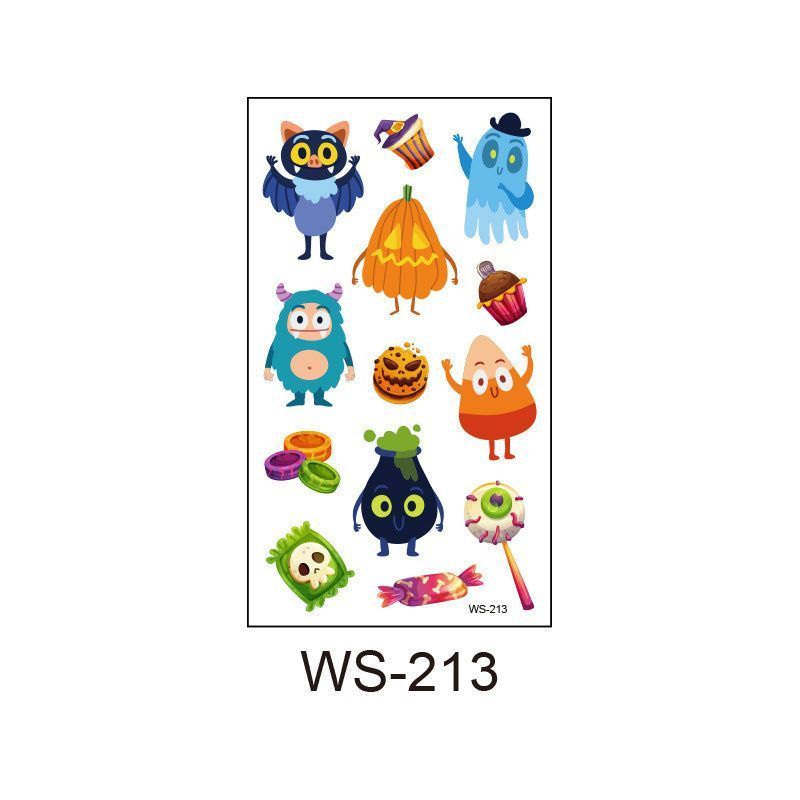 Children's Cartoon Halloween Tattoo Sticker Waterproof Funny Pumpkin Party Temporary Waterproof Tattoo Sticker