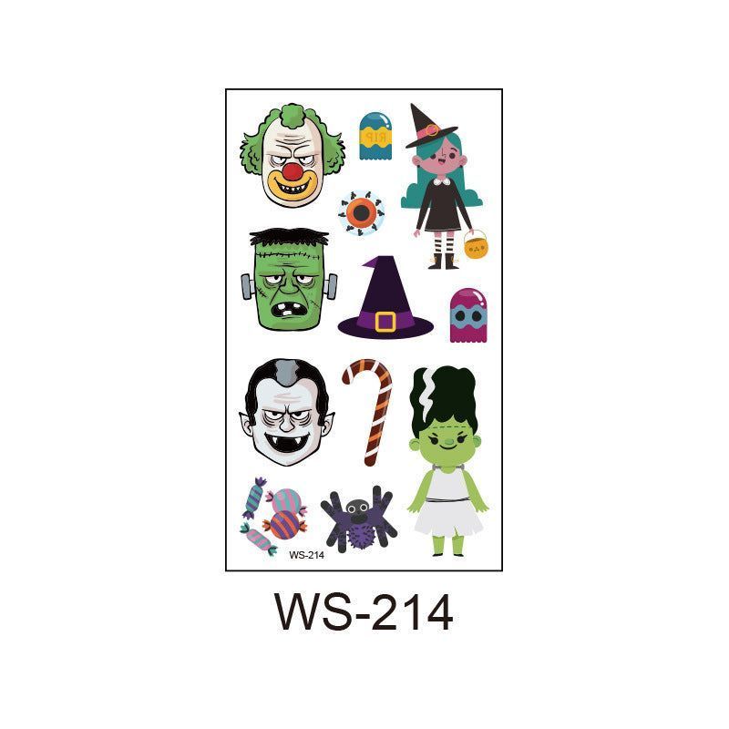 Children's Cartoon Halloween Tattoo Sticker Waterproof Funny Pumpkin Party Temporary Waterproof Tattoo Sticker