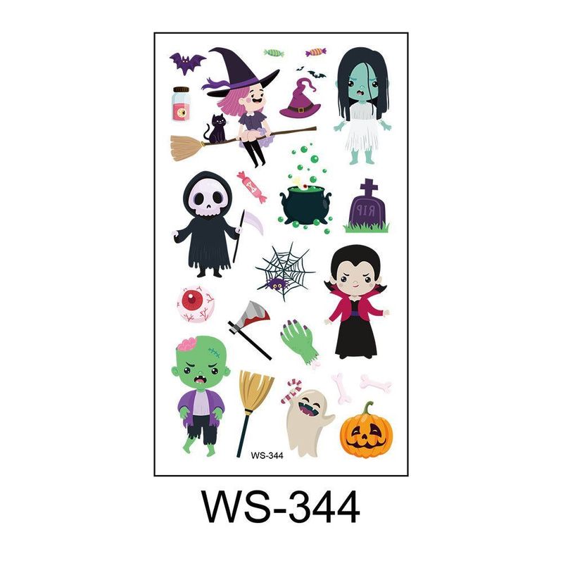 Children's Cartoon Halloween Tattoo Sticker Waterproof Funny Pumpkin Party Temporary Waterproof Tattoo Sticker