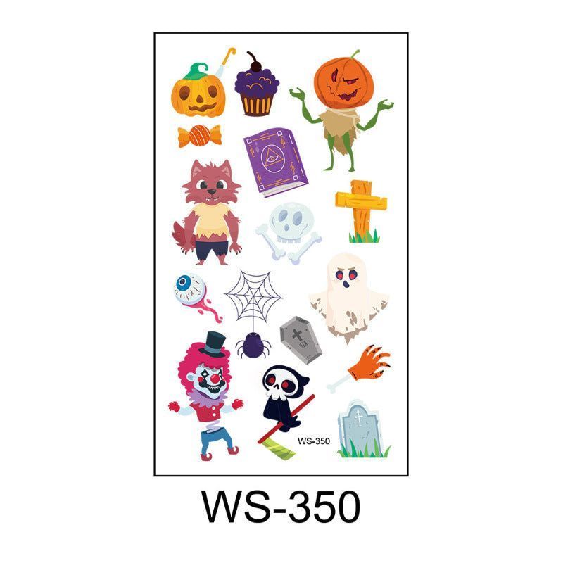 Children's Cartoon Halloween Tattoo Sticker Waterproof Funny Pumpkin Party Temporary Waterproof Tattoo Sticker