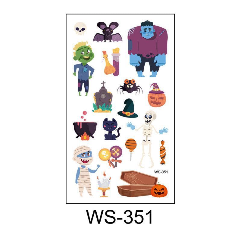 Children's Cartoon Halloween Tattoo Sticker Waterproof Funny Pumpkin Party Temporary Waterproof Tattoo Sticker