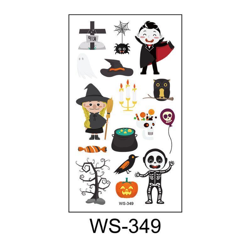 Children's Cartoon Halloween Tattoo Sticker Waterproof Funny Pumpkin Party Temporary Waterproof Tattoo Sticker