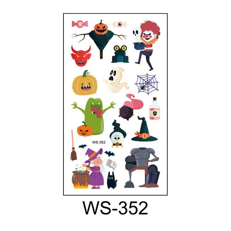 Children's Cartoon Halloween Tattoo Sticker Waterproof Funny Pumpkin Party Temporary Waterproof Tattoo Sticker