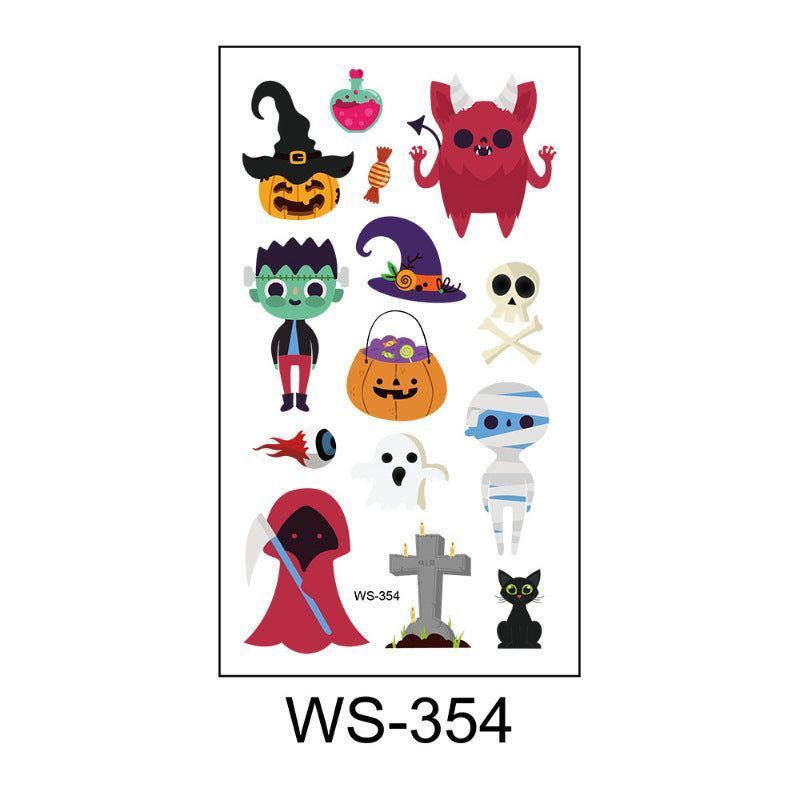 Children's Cartoon Halloween Tattoo Sticker Waterproof Funny Pumpkin Party Temporary Waterproof Tattoo Sticker