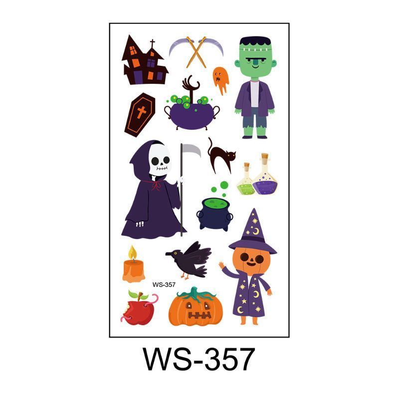 Children's Cartoon Halloween Tattoo Sticker Waterproof Funny Pumpkin Party Temporary Waterproof Tattoo Sticker