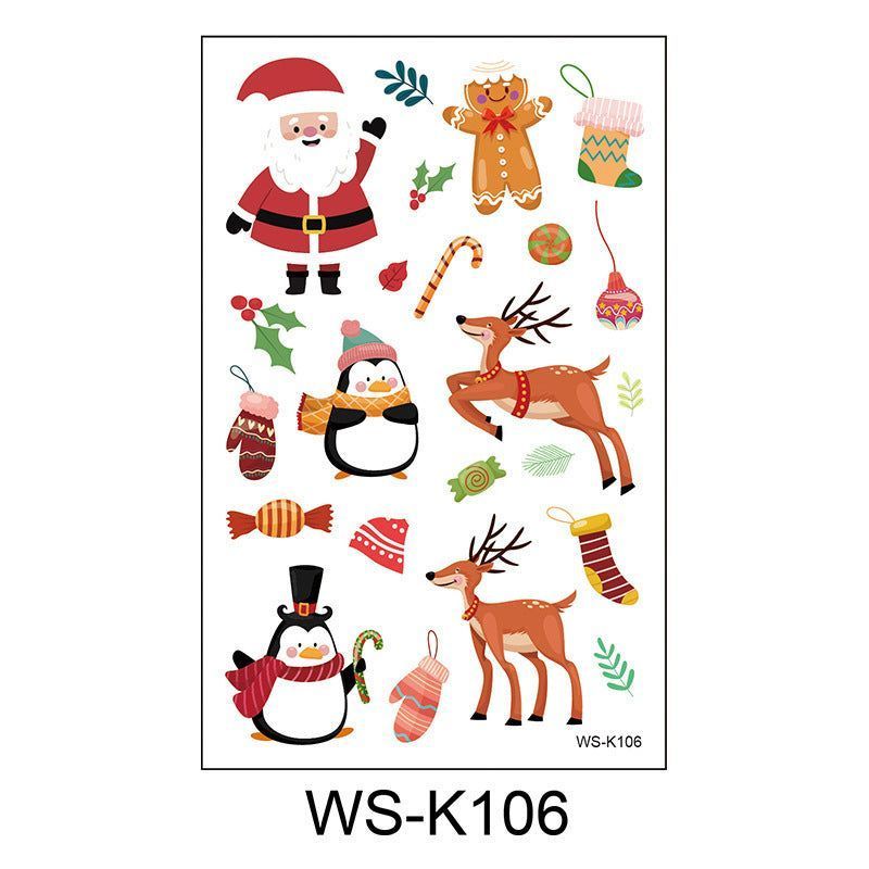 New Cartoon Children's Christmas Tattoo Sticker Holiday Party Atmosphere Eco-Friendly Elk Tattoo Sticker