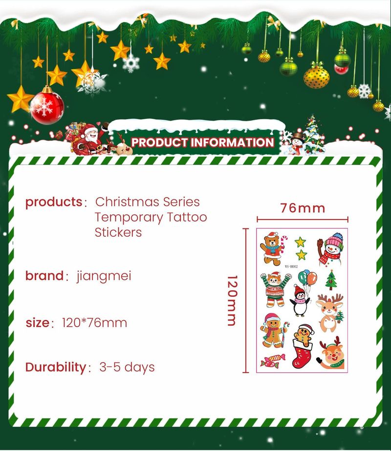New Cartoon Children's Christmas Tattoo Sticker Holiday Party Atmosphere Eco-Friendly Elk Tattoo Sticker