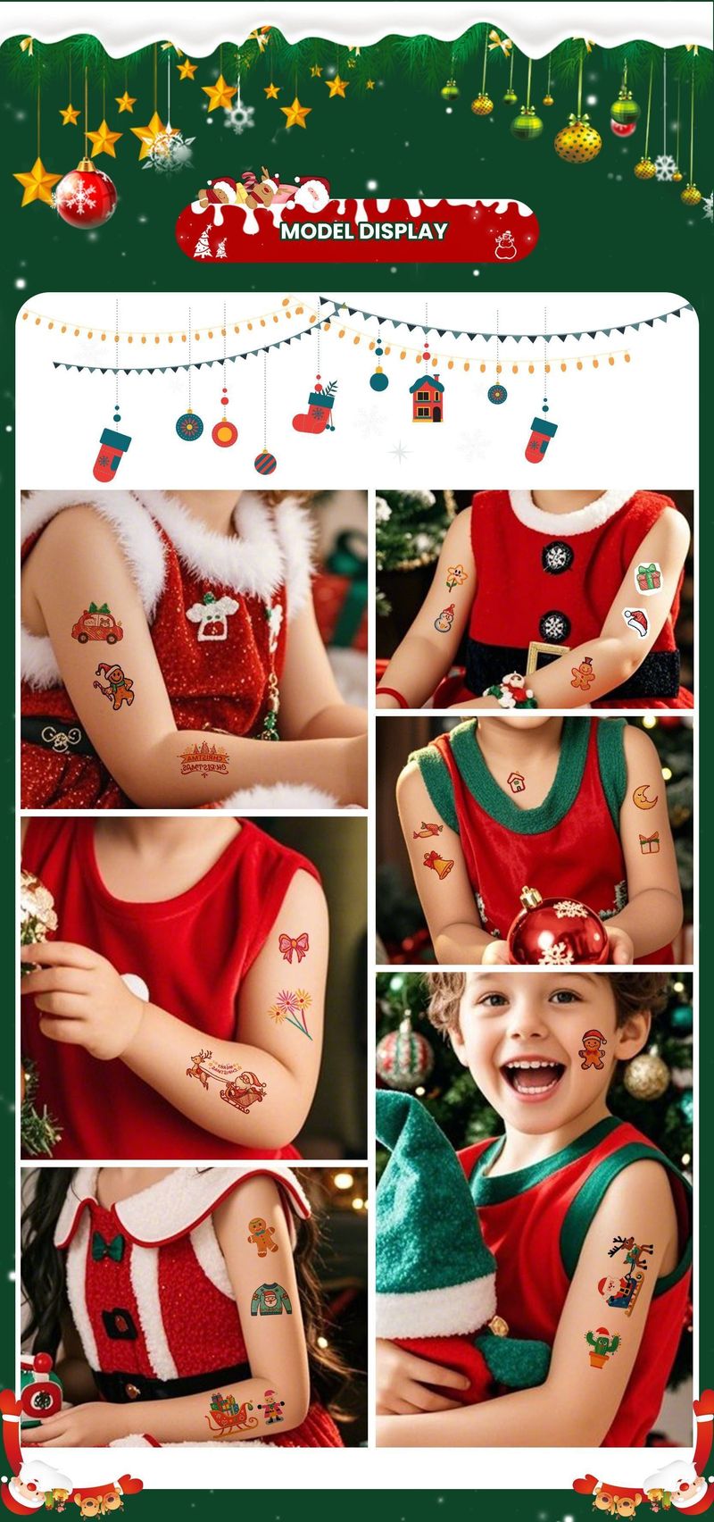 New Cartoon Children's Christmas Tattoo Sticker Holiday Party Atmosphere Eco-Friendly Elk Tattoo Sticker