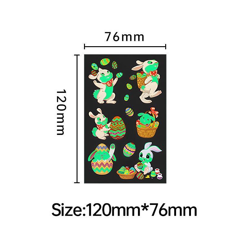 New Children's Cartoon Easter Luminous Tattoo Stickers Long Ear Rabbit Caidan Party Holiday Waterproof Sweat Face Stickers Night light