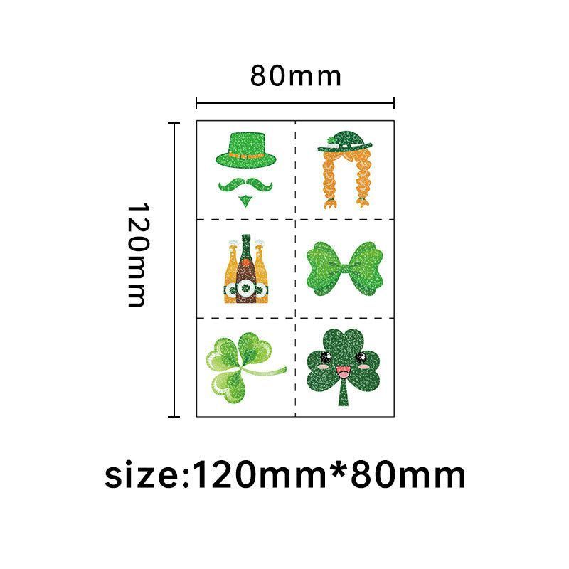 New Ireland St. Patrick Glitter Tattoo Sticker Children's National Day Party Decoration Cartoon Sticker Fashion