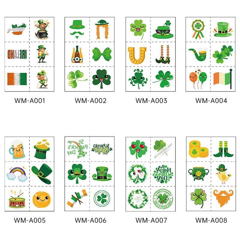 New Ireland St. Patrick Glitter Tattoo Sticker Children's National Day Party Decoration Cartoon Sticker Fashion