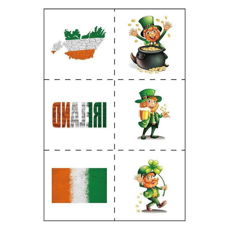 New Ireland St. Patrick Glitter Tattoo Sticker Children's National Day Party Decoration Cartoon Sticker Fashion