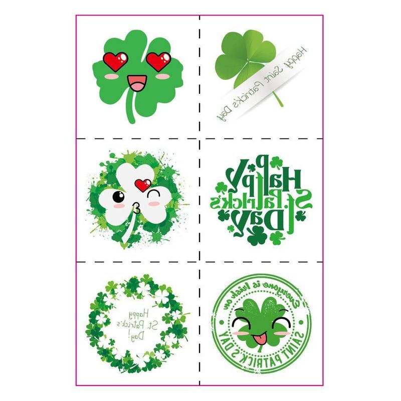 New Ireland St. Patrick Glitter Tattoo Sticker Children's National Day Party Decoration Cartoon Sticker Fashion