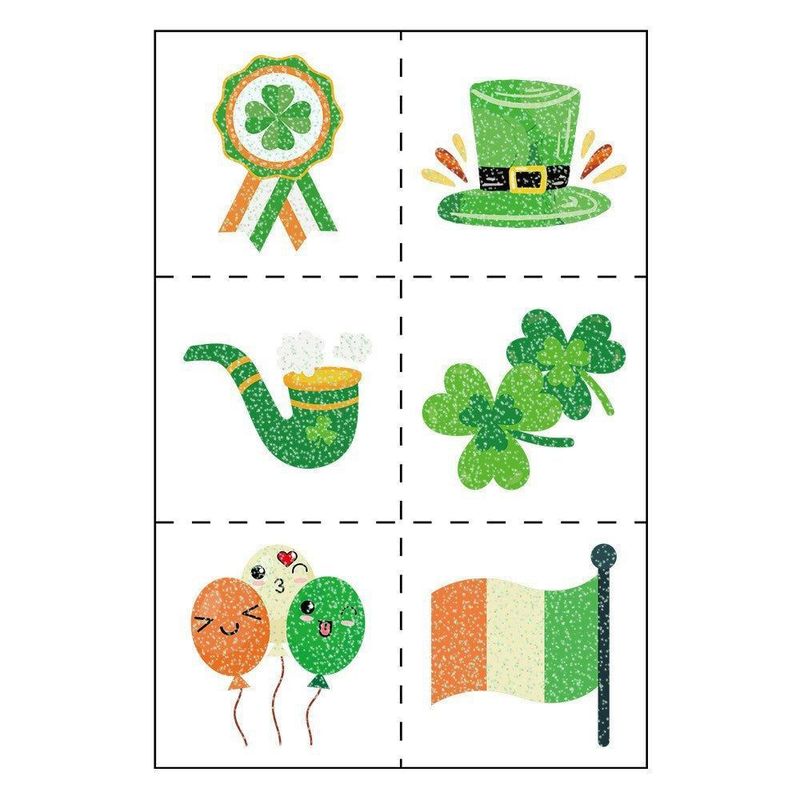 New Ireland St. Patrick Glitter Tattoo Sticker Children's National Day Party Decoration Cartoon Sticker Fashion