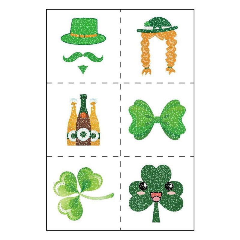 New Ireland St. Patrick Glitter Tattoo Sticker Children's National Day Party Decoration Cartoon Sticker Fashion