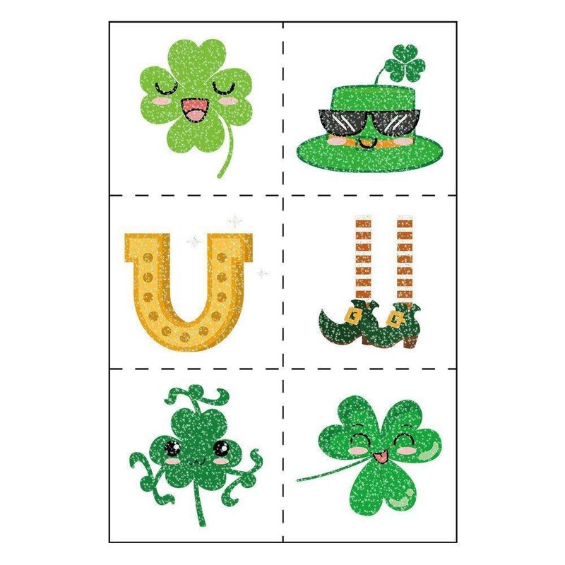 New Ireland St. Patrick Glitter Tattoo Sticker Children's National Day Party Decoration Cartoon Sticker Fashion