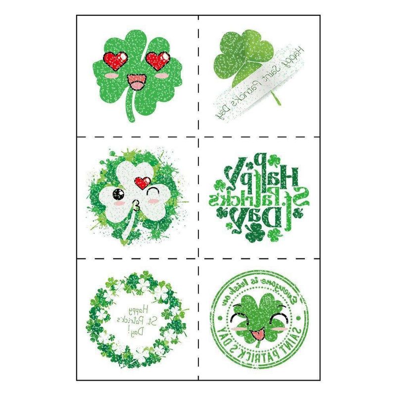 New Ireland St. Patrick Glitter Tattoo Sticker Children's National Day Party Decoration Cartoon Sticker Fashion