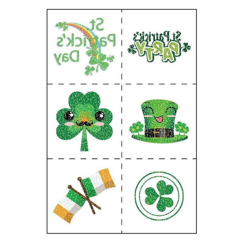New Ireland St. Patrick Glitter Tattoo Sticker Children's National Day Party Decoration Cartoon Sticker Fashion