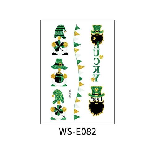 New Irish National Day Tattoo Sticker Cartoon Clover Disposable Children Glitter Tattoo Sticker Fashion
