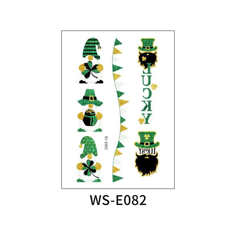 New Irish National Day Tattoo Sticker Cartoon Clover Disposable Children Glitter Tattoo Sticker Fashion