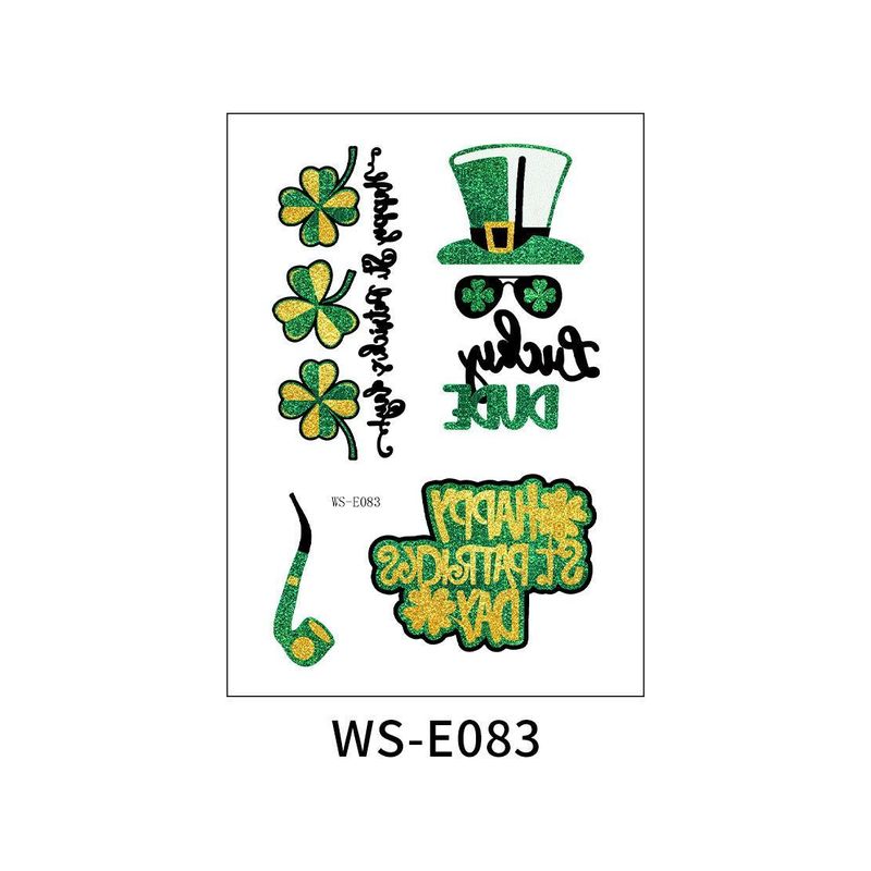 New Irish National Day Tattoo Sticker Cartoon Clover Disposable Children Glitter Tattoo Sticker Fashion